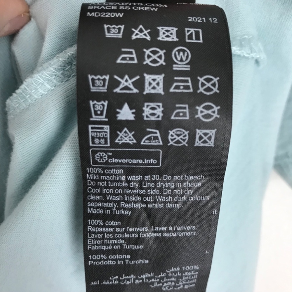 AllSaints Pale Blue Crewneck Short Sleeve Tee - Picture 8 of 9